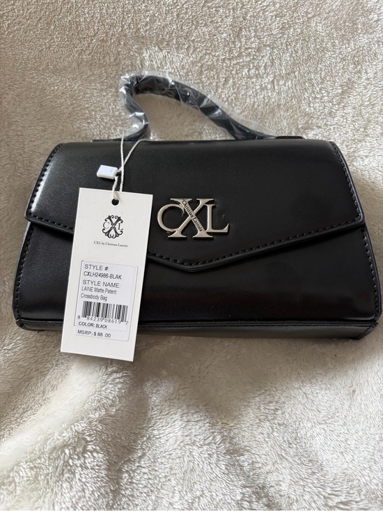 Christian Lacroix Handbags - Christian Lacroix Black Patent Crossbody with Silver CXL Logo